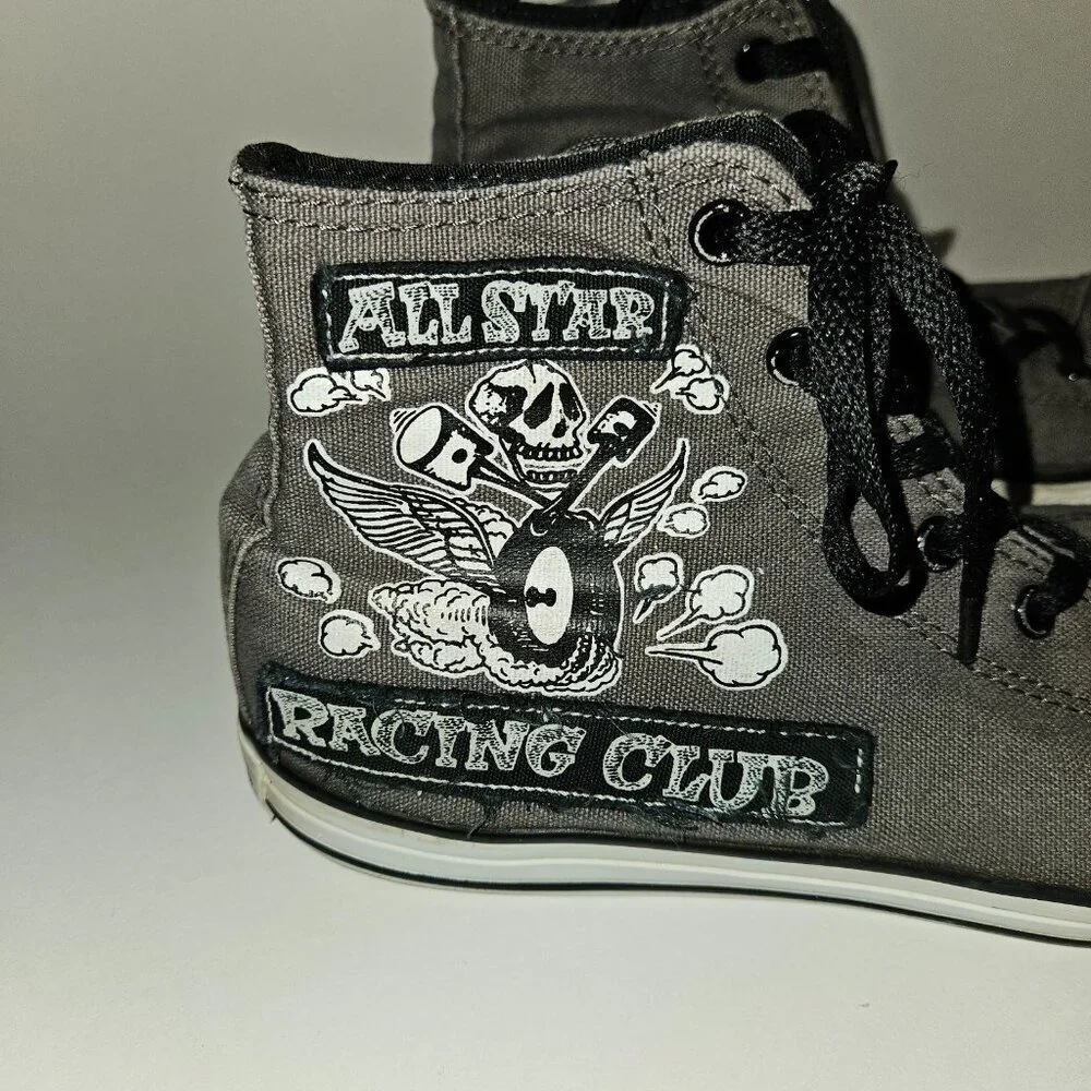Converse Chuck Taylor High Top Sneakers Gray Shoes All Star Racing Club Size 6
